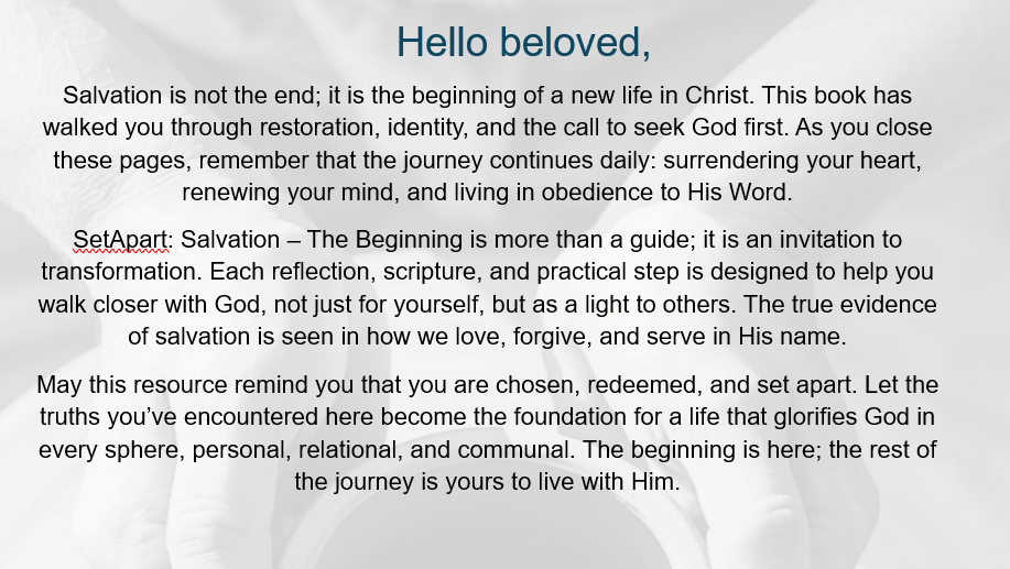 SetApart eBook: Salvation-The Beginning
